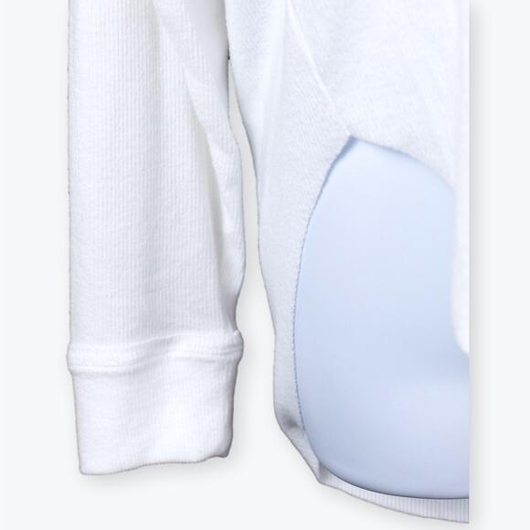 Three Dots White Long Sleeve Top | Women’s M | Soft Ribbed Crew - Picture 3 of 5